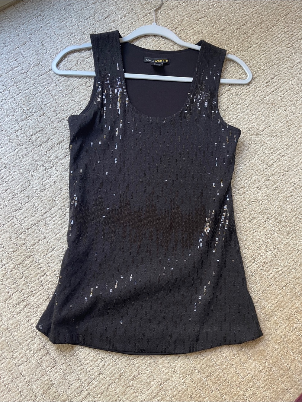 Evo Vorro Black Sequin Scoop Neck Tank Top new size Small